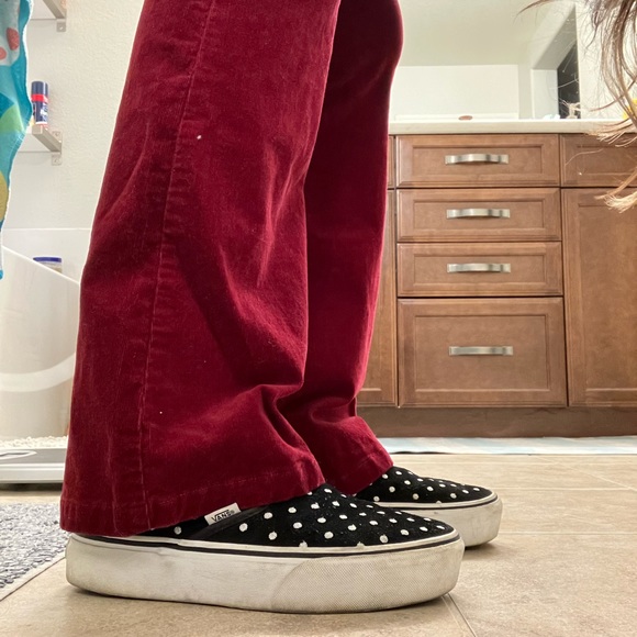 Burgundy soft corduroy stretch with flare - Picture 5 of 6